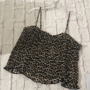 H&M Leopard Print Smocked Cami - Brown/Black XL short NWT
